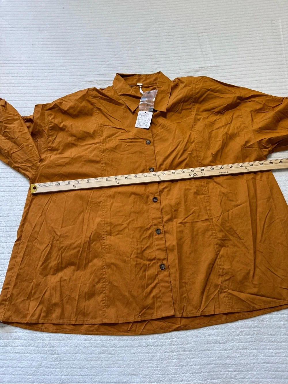 Free People Rust Orange Button-Up Blouse oversized
